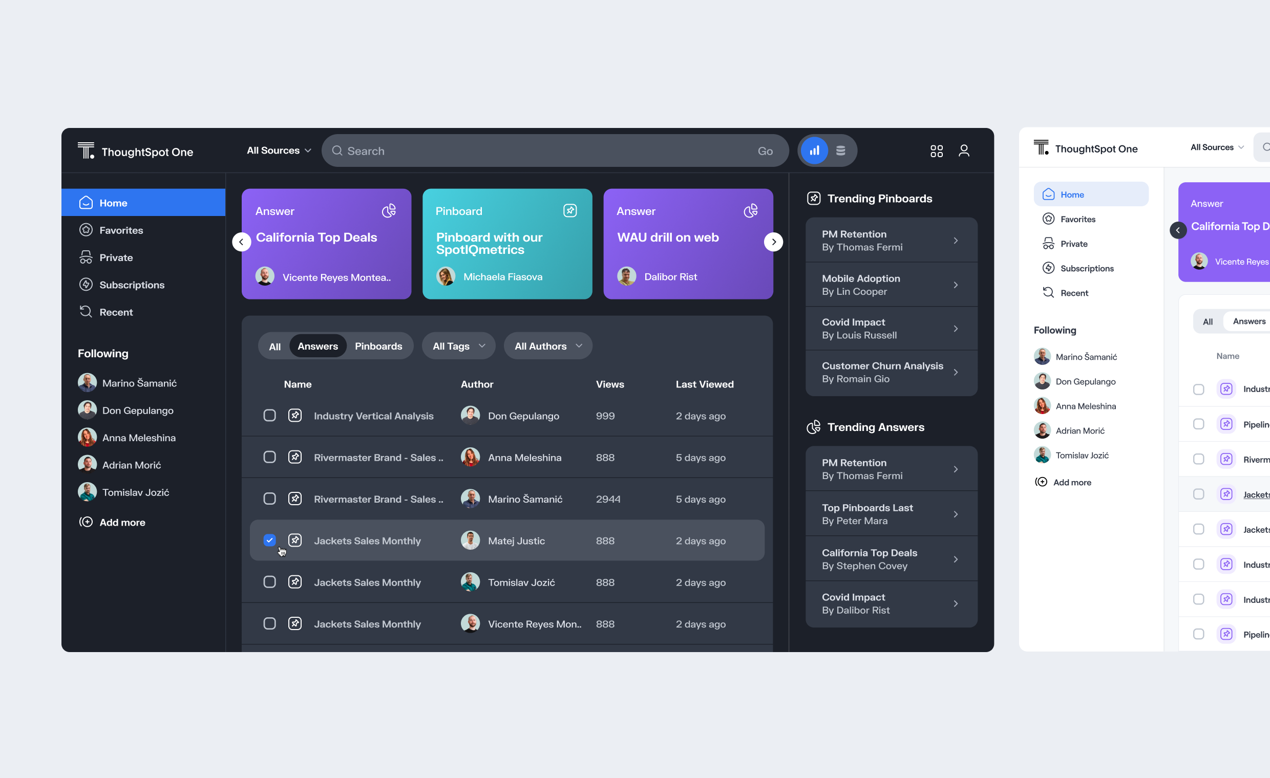 ThoughtSpot dashboard