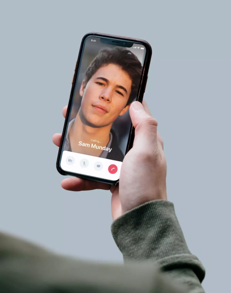 Crisp call mockup on a phone screen