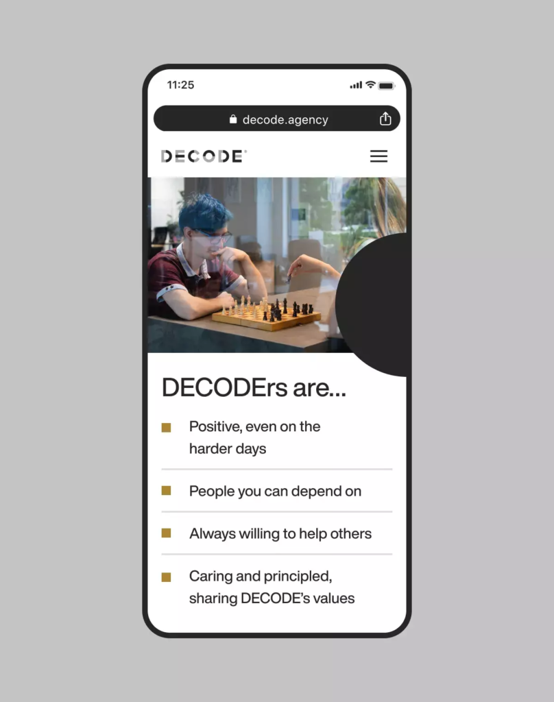 Decode website on a phone screen