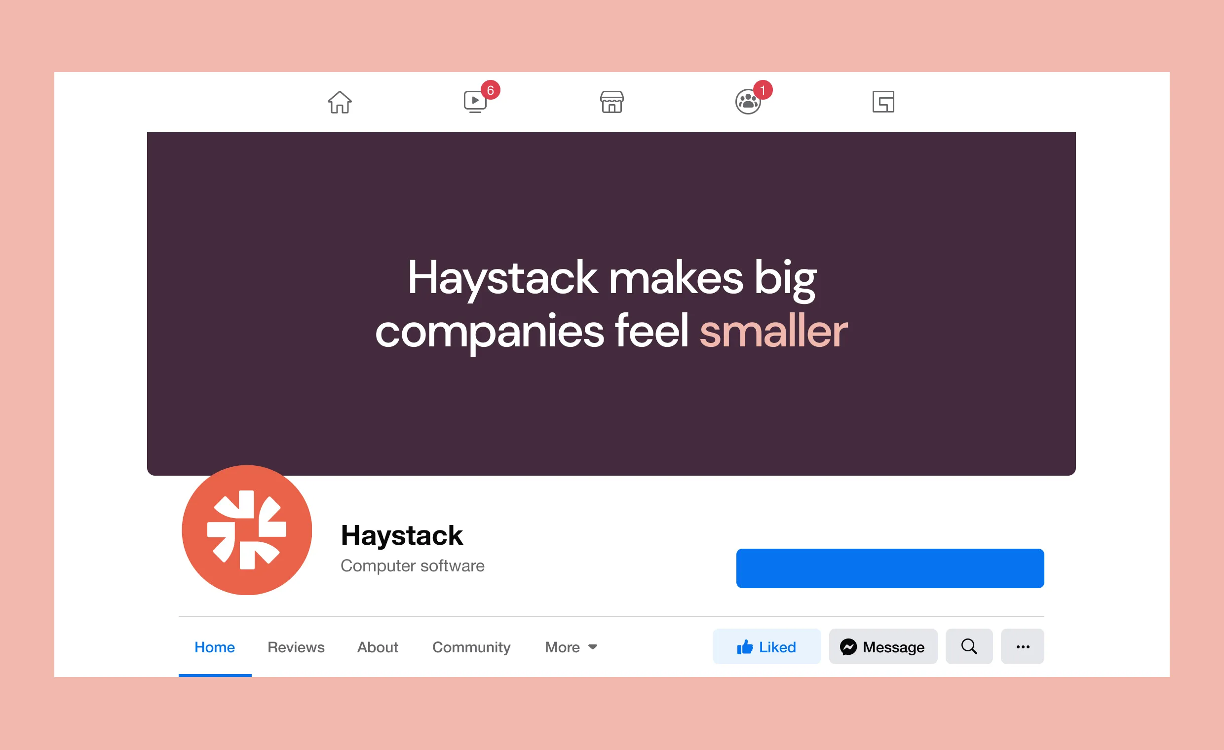 Haystack Facebook page mockup by BB Agency