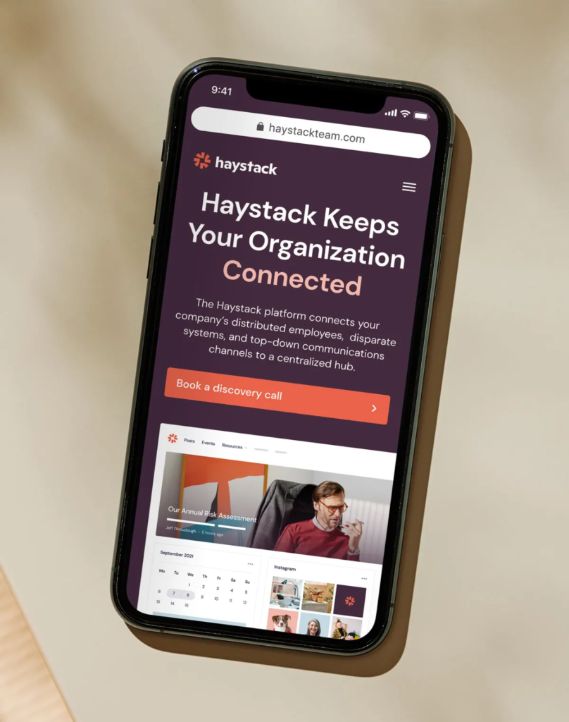 Haystack website on a phon screen