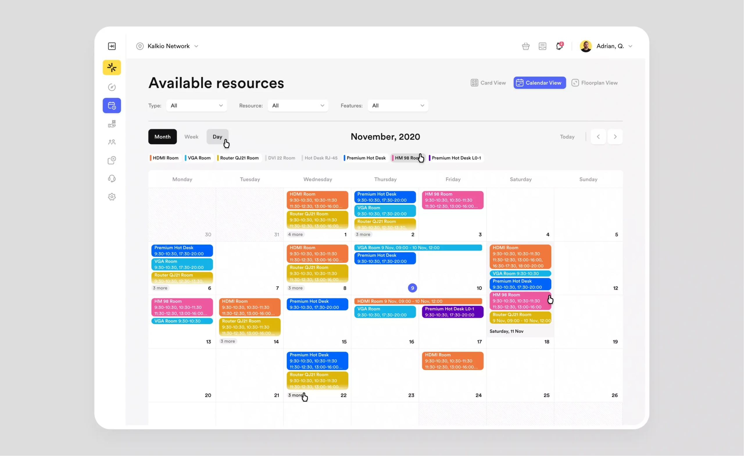 Nexudus client availability calendar