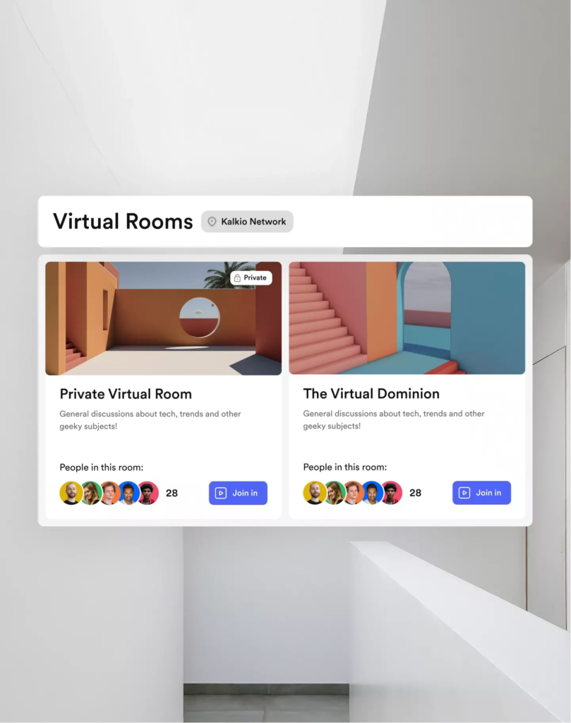 Nexudus client website, virtual rooms BB visual