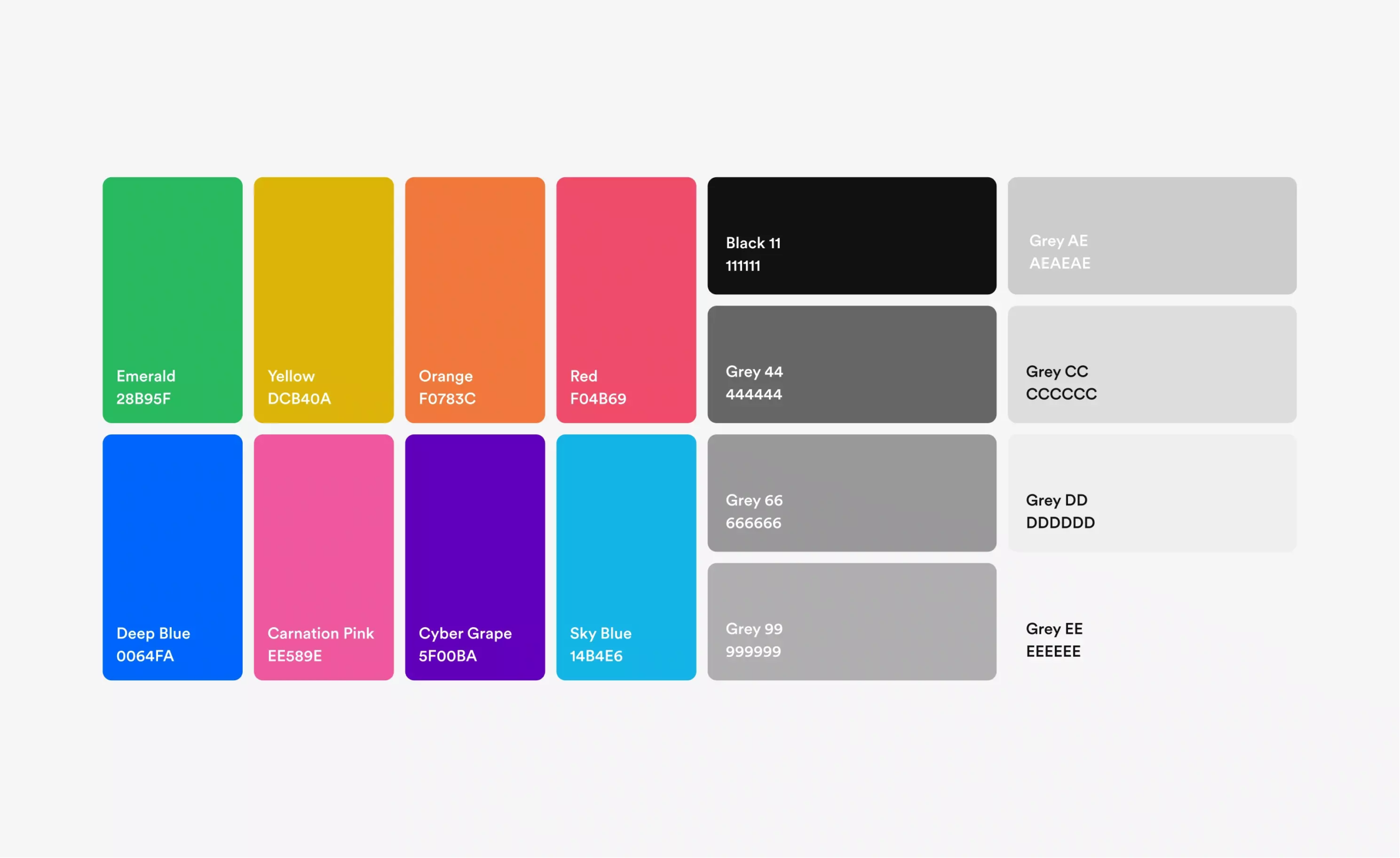 Nexudus color palette from design system