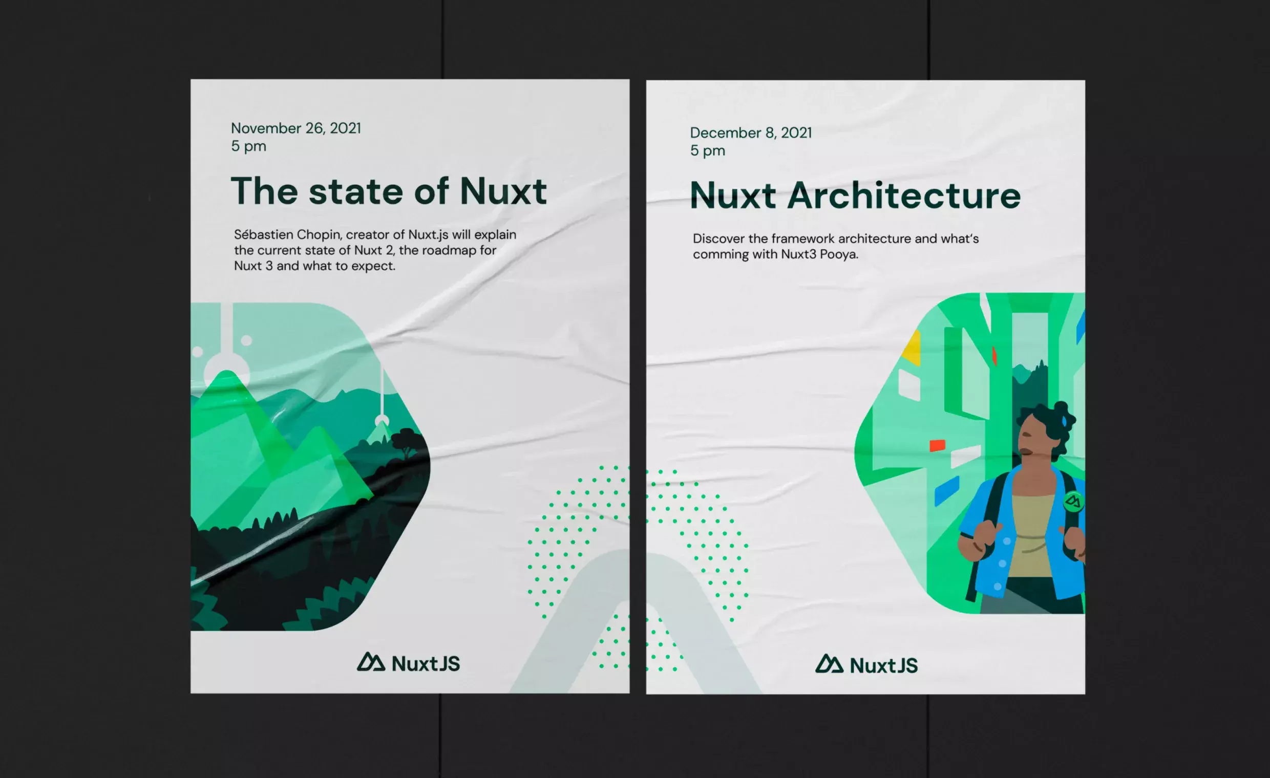 NuxtJS posters simulations by BB Agency