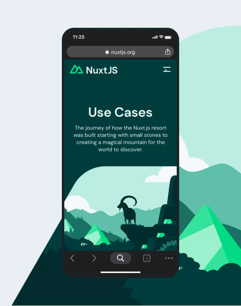 NuxtJS website on mobile phone