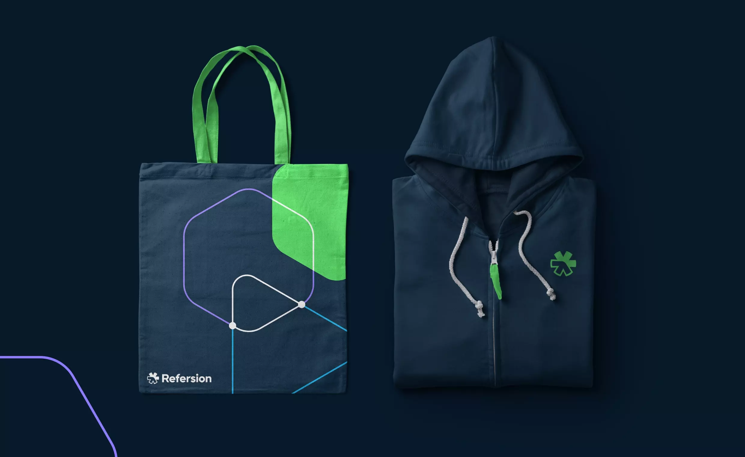 Refersion canvas tote bag and hoodie concept by BB Agency