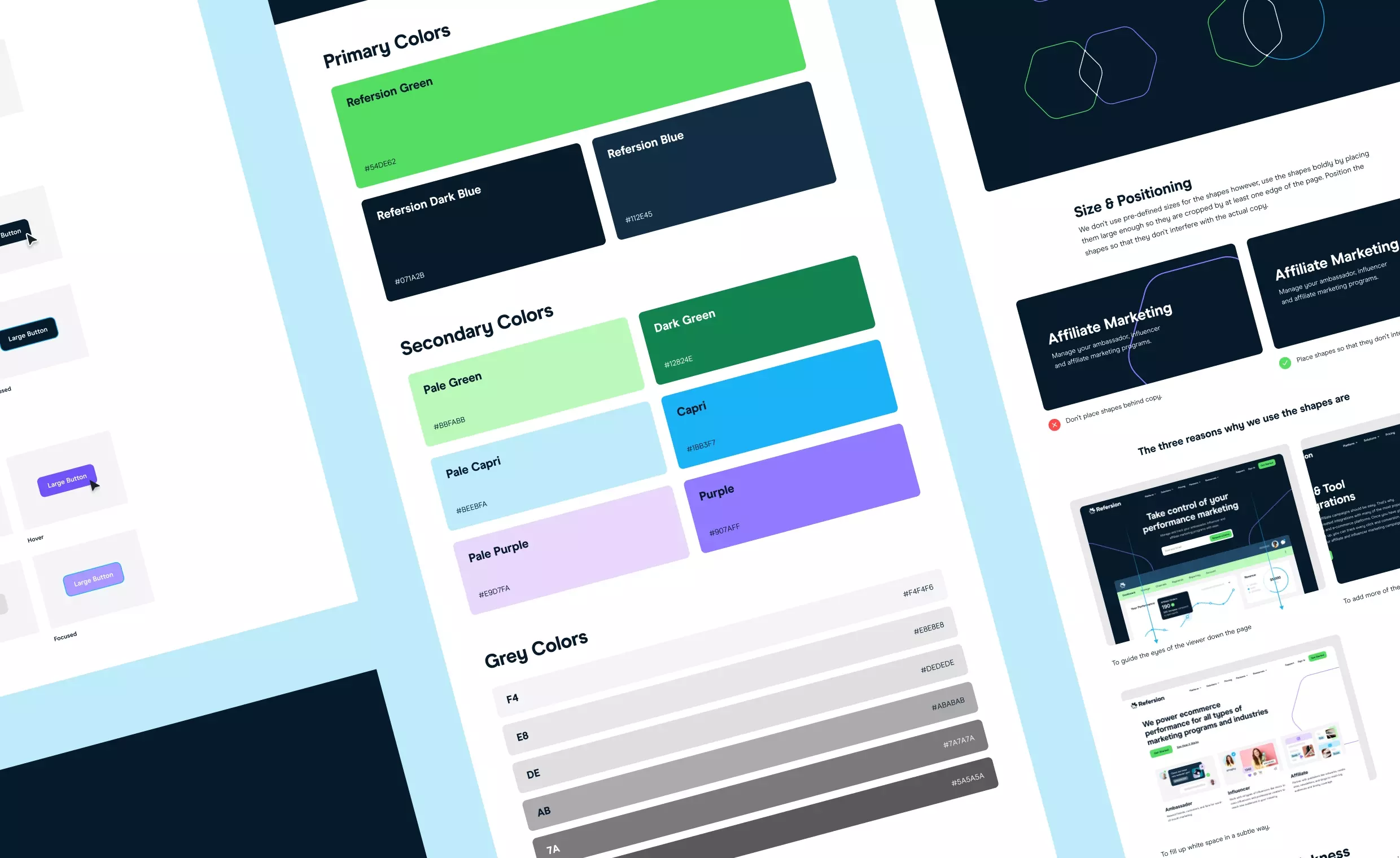 Refersion color palette and other design elements
