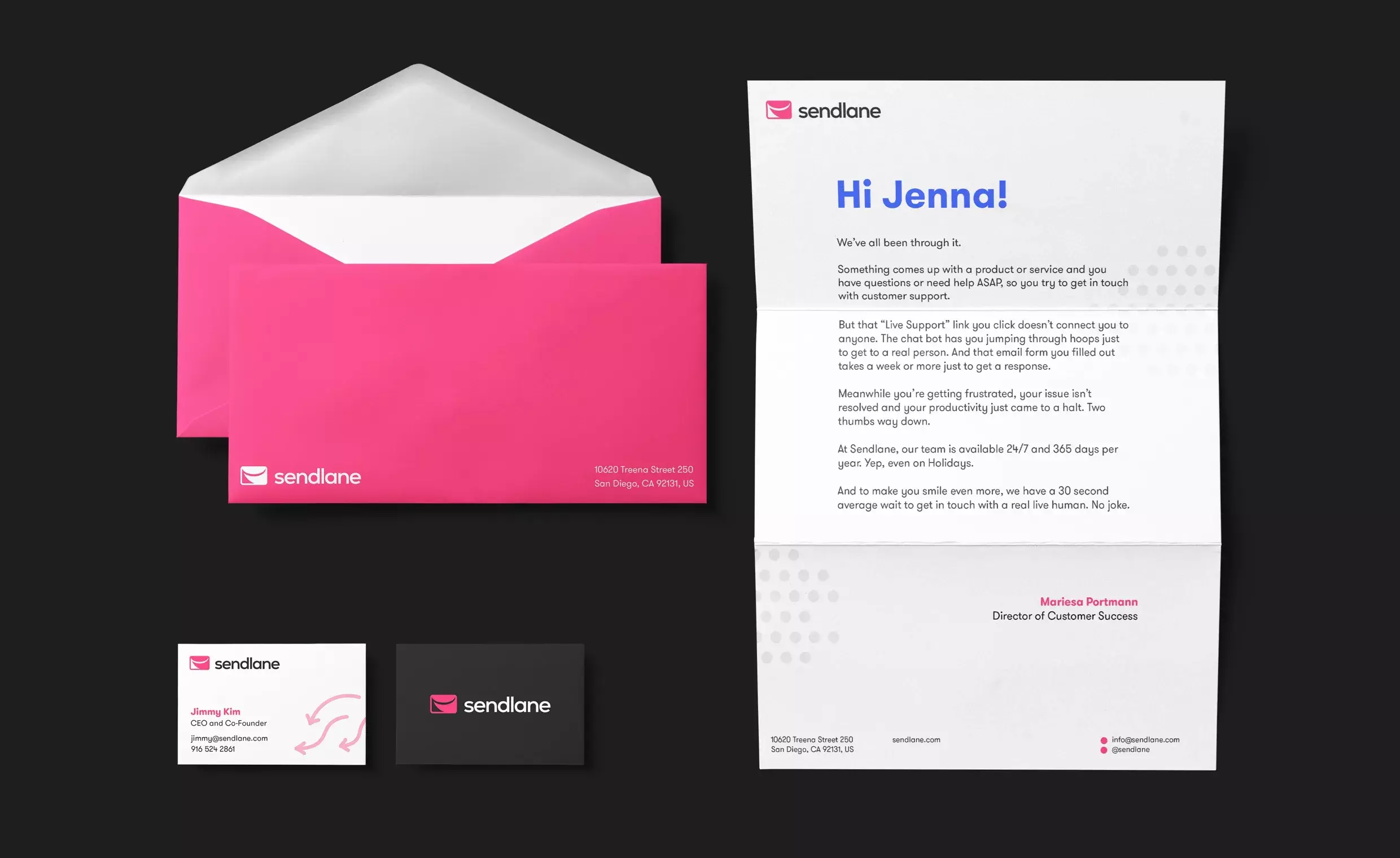 Sendlane letters and business cards mockups by BB Agency