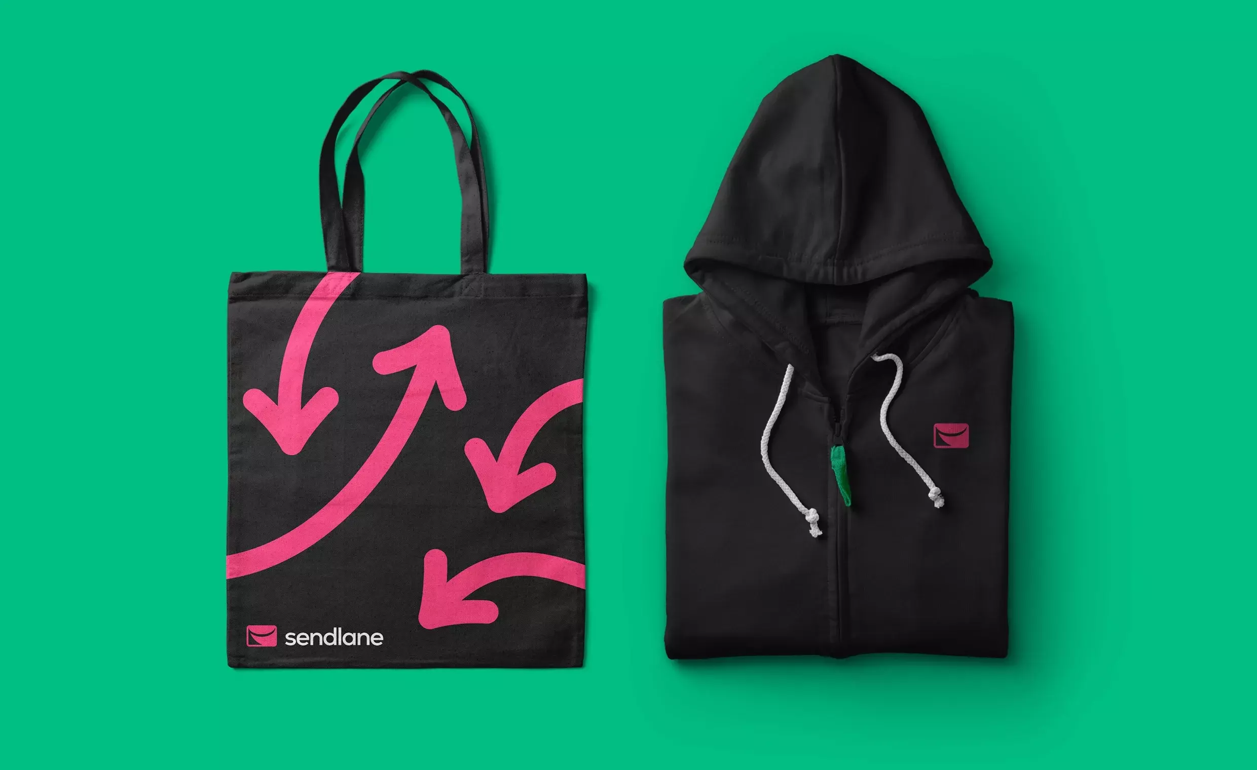 Sendlane canvas tote bag and hoodie simulation by BB Agency