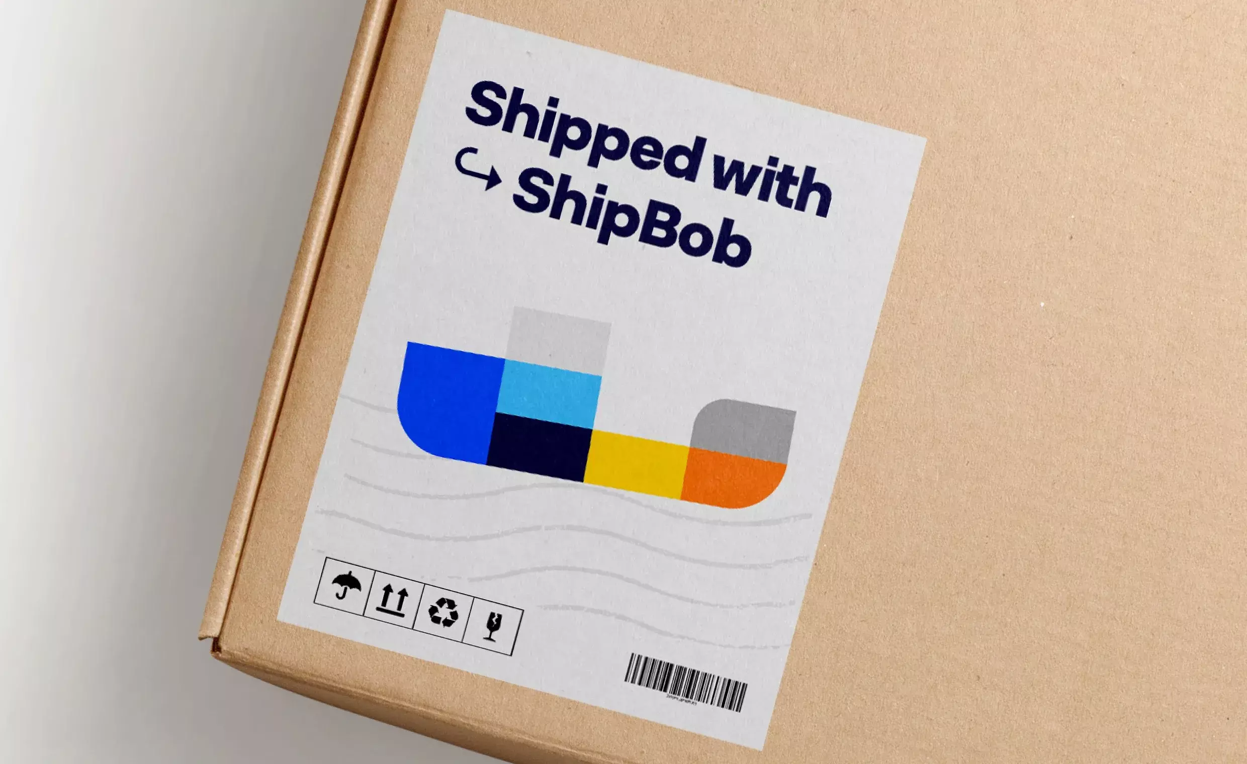 Shipbob branded box simulation by BB Agency
